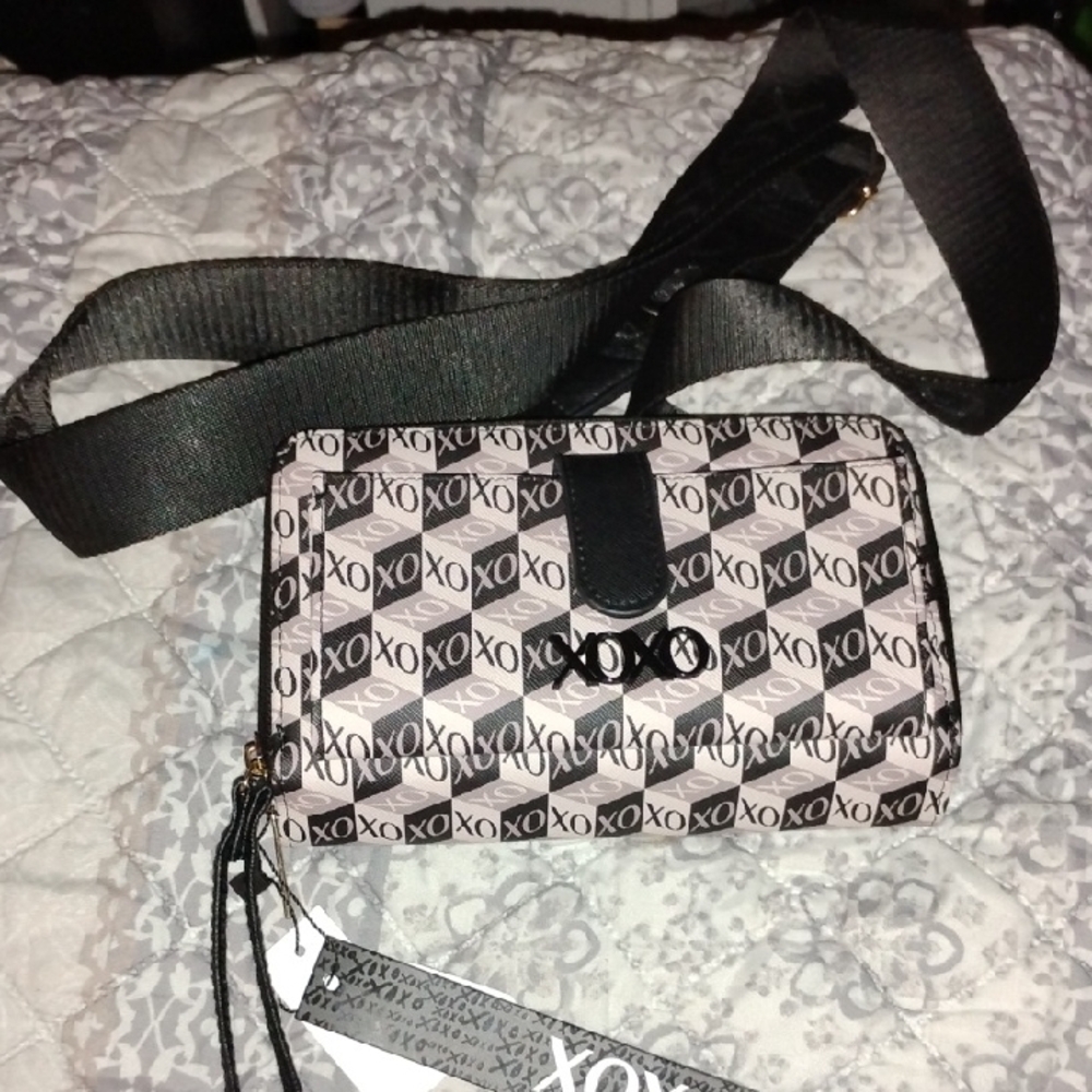 XOXO Black and Grey Crossbody Bag/Wallet With Removable Strap